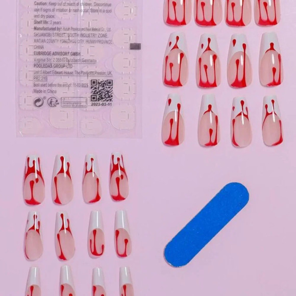 Blood drip French square press on nails NEW - Picture 2 of 3